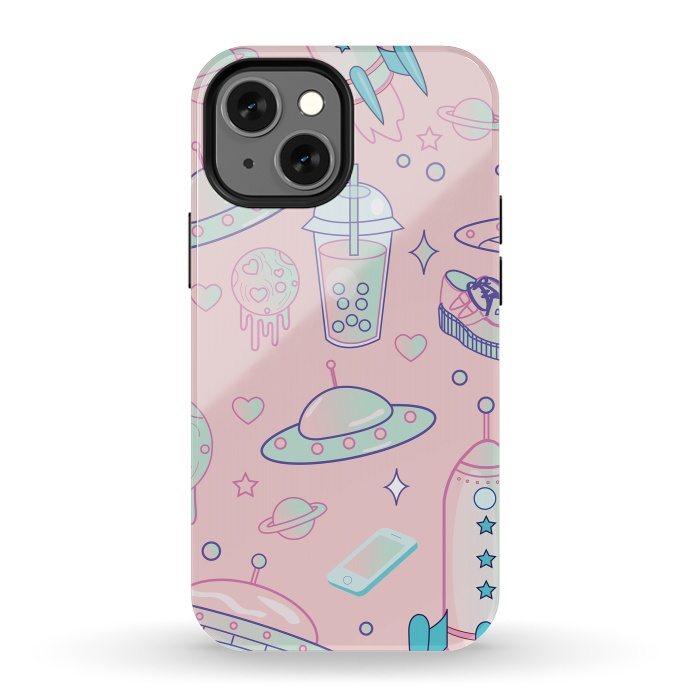 iPhone 13 mini StrongFit Galaxy space babe pastel goth kawaii pattern by Luna Elizabeth Art