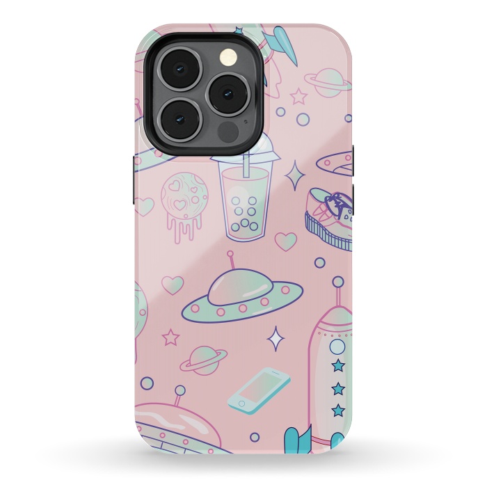 iPhone 13 pro StrongFit Galaxy space babe pastel goth kawaii pattern by Luna Elizabeth Art