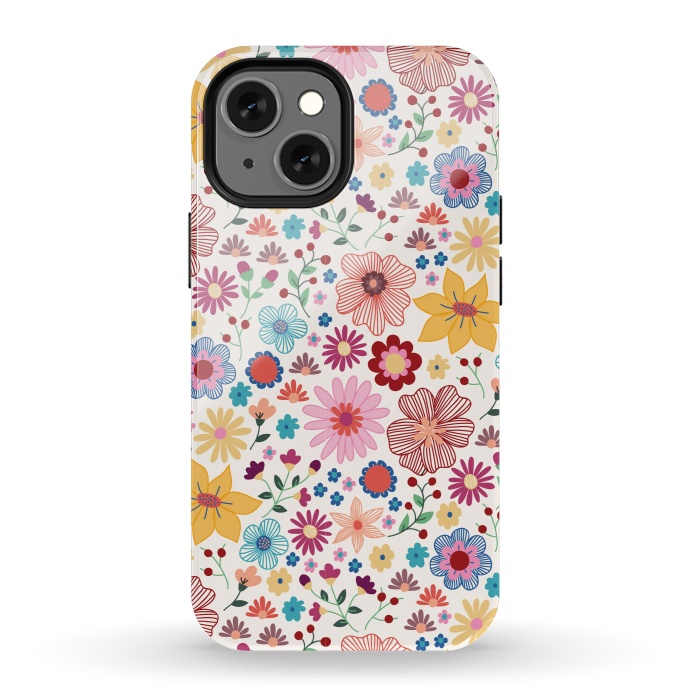 iPhone 13 mini StrongFit Springtime Wild Bloom by TracyLucy Designs