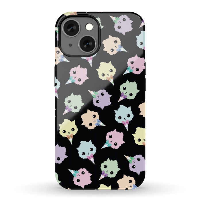 iPhone 13 StrongFit Cotton candy cat pattern by Laura Nagel