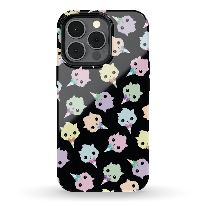 iPhone 13 pro StrongFit Cotton candy cat pattern by Laura Nagel