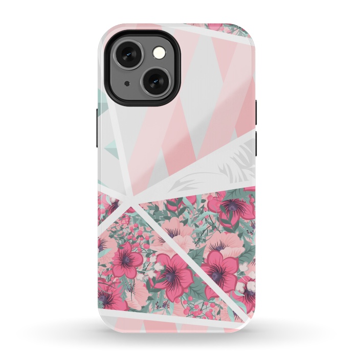 iPhone 13 mini StrongFit PINK PATCHWORK FLORAL by MALLIKA