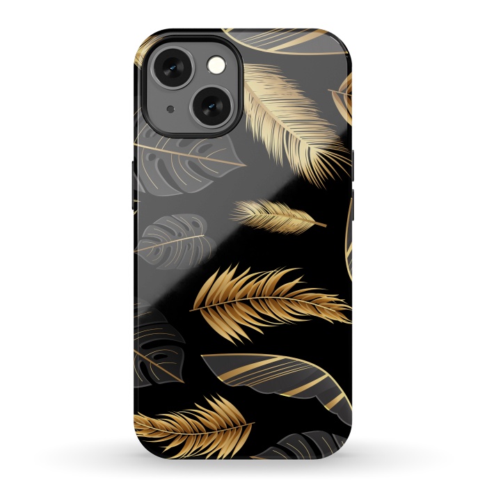 iPhone 13 StrongFit BLACK GOLDEN FEATHERS by MALLIKA