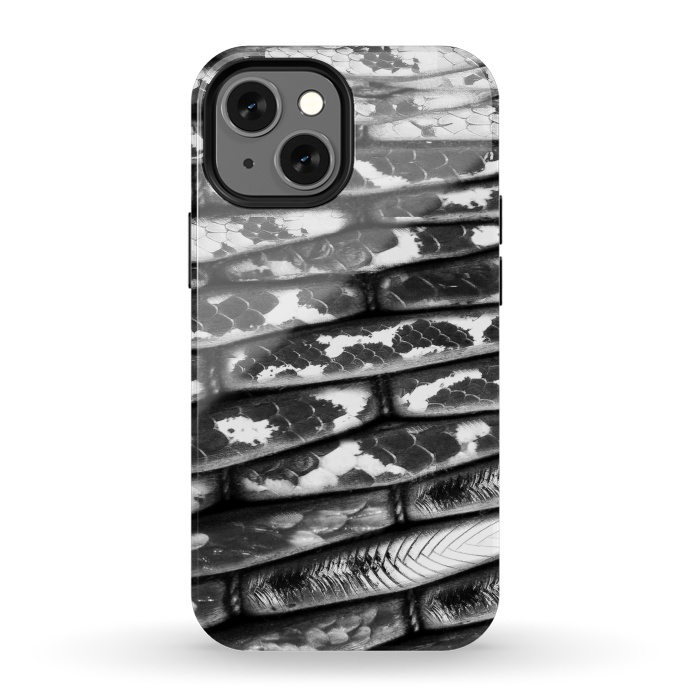 iPhone 13 mini StrongFit Black and white snake skin pattern by Oana 