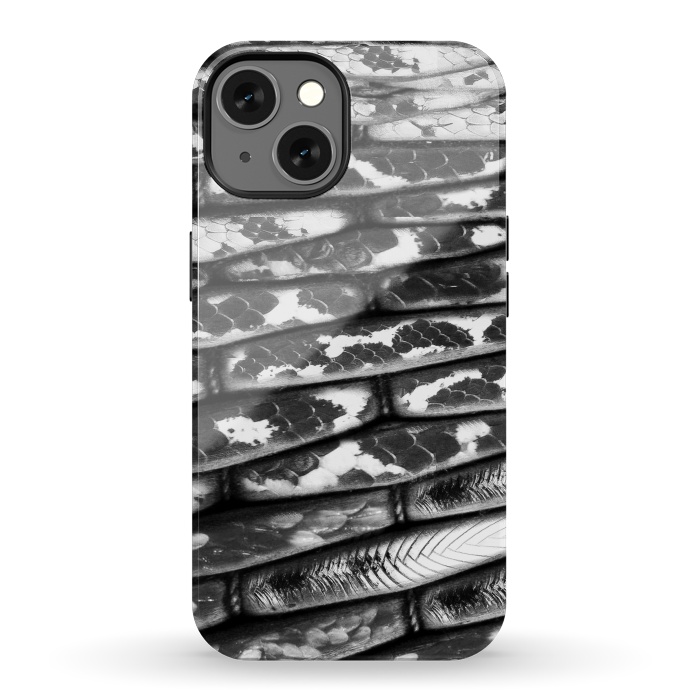 iPhone 13 StrongFit Black and white snake skin pattern by Oana 