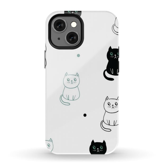 iPhone 13 mini StrongFit minimal cats by haroulita
