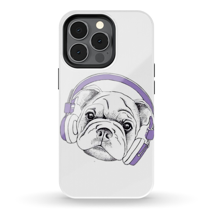 iPhone 13 pro StrongFit french bulldog listening music by haroulita