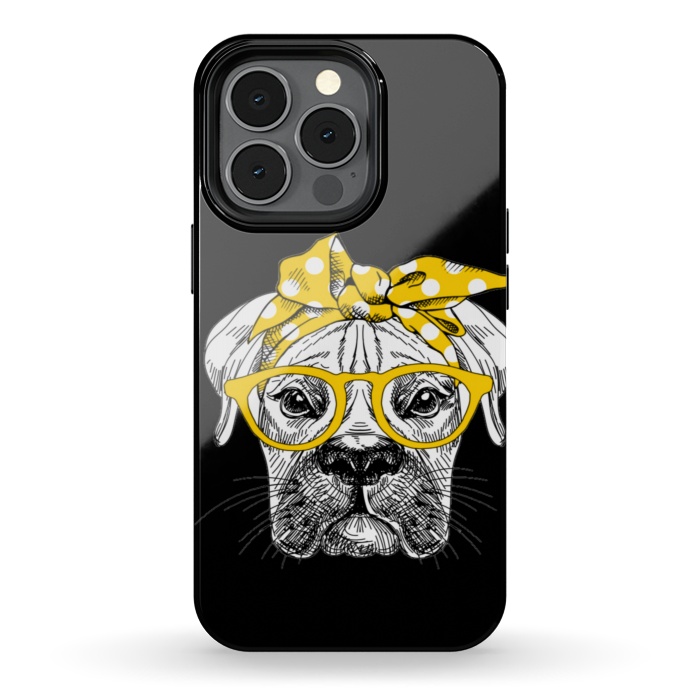 iPhone 13 pro StrongFit cute dog with glasses by haroulita