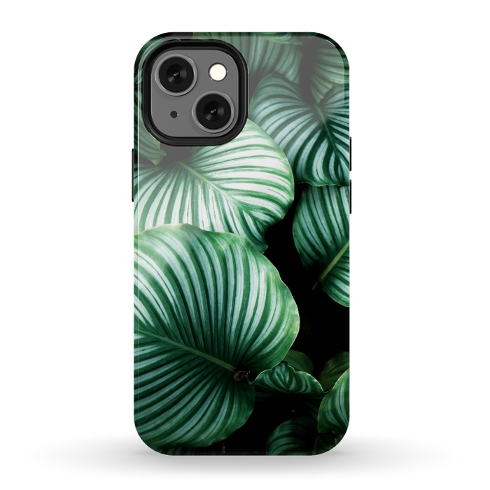 iPhone 13 mini StrongFit tropical leaves by haroulita