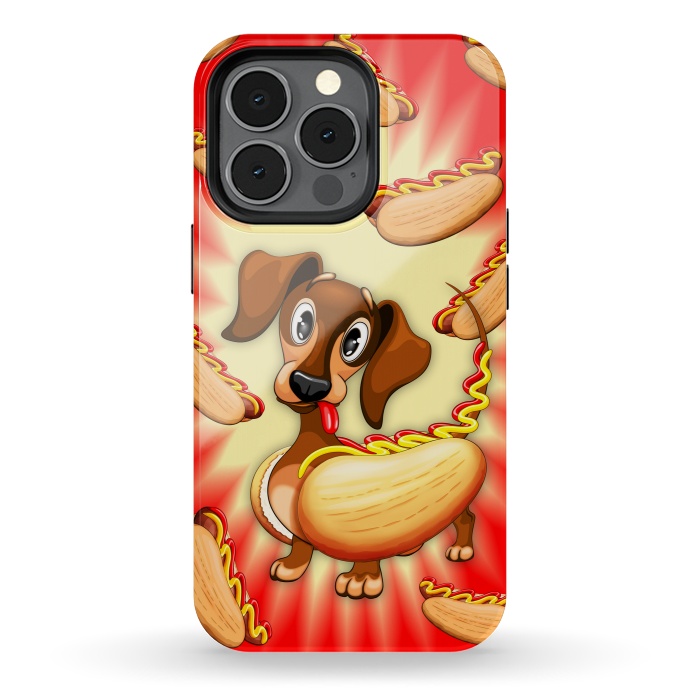 iPhone 13 pro StrongFit Dachshund Hot Dog Cute and Funny Character by BluedarkArt