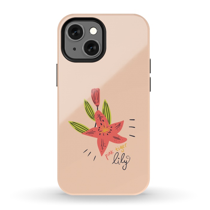 iPhone 13 mini StrongFit pink tiger lily flowers by Lovi Dianti