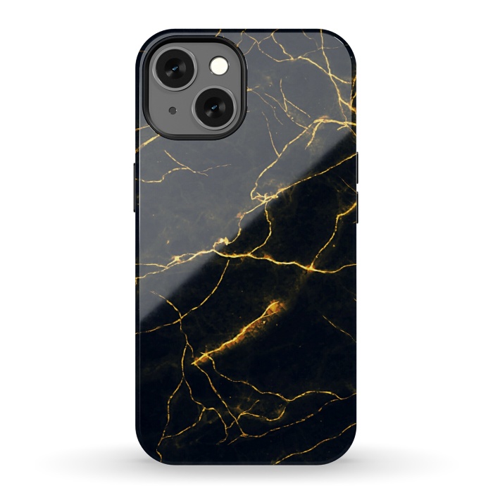 iPhone 13 StrongFit Gold & black marble by Jms