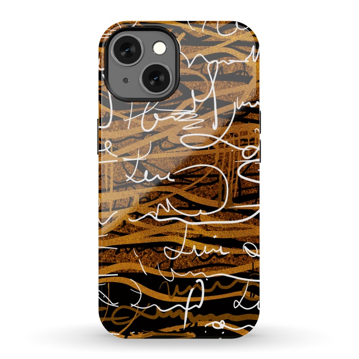 iPhone 13 StrongFit Gold text writing abstract art case by Josie