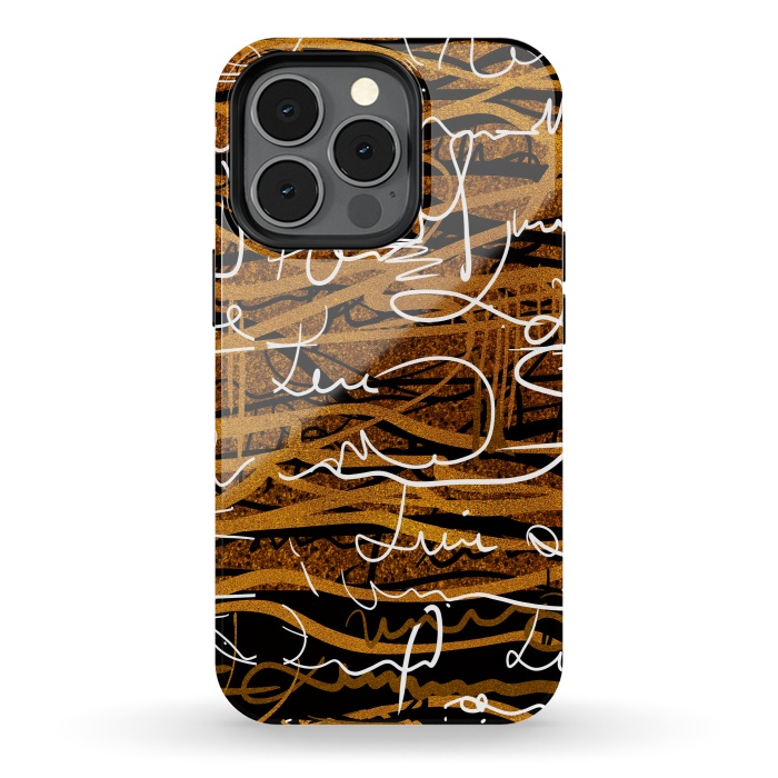 iPhone 13 pro StrongFit Gold text writing abstract art case by Josie