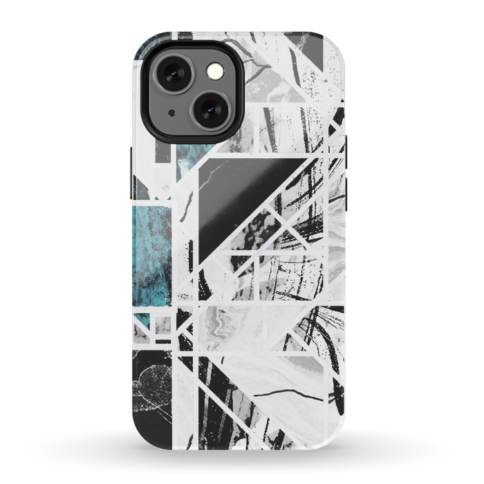 iPhone 13 mini StrongFit Ink brushed marble tiles by Oana 