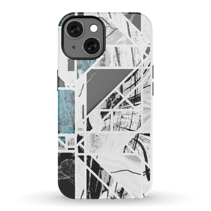 iPhone 13 StrongFit Ink brushed marble tiles by Oana 