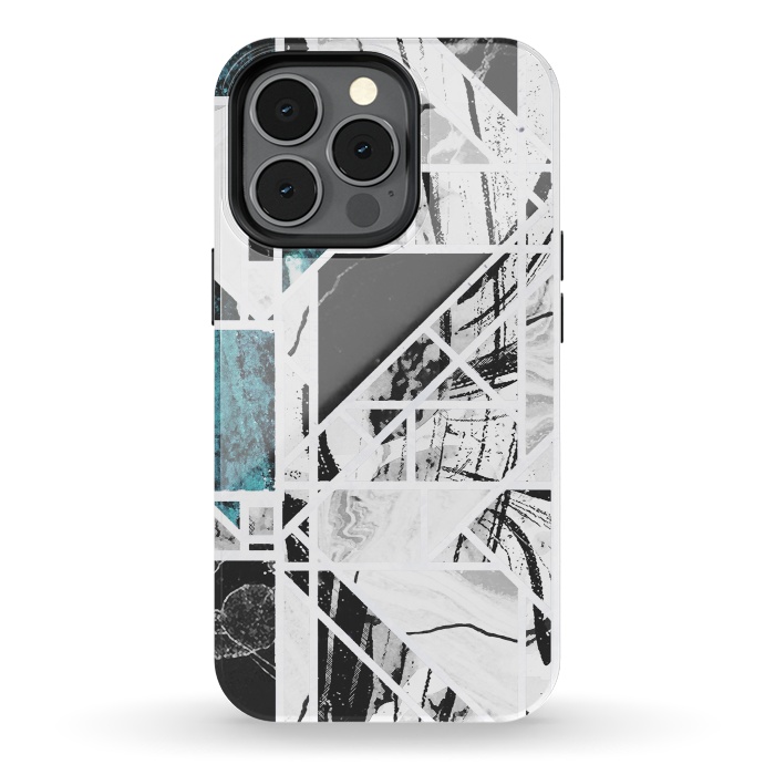iPhone 13 pro StrongFit Ink brushed marble tiles by Oana 