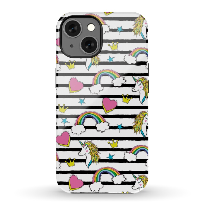 iPhone 13 StrongFit Unicorns Rainbows and Hearts by ArtsCase