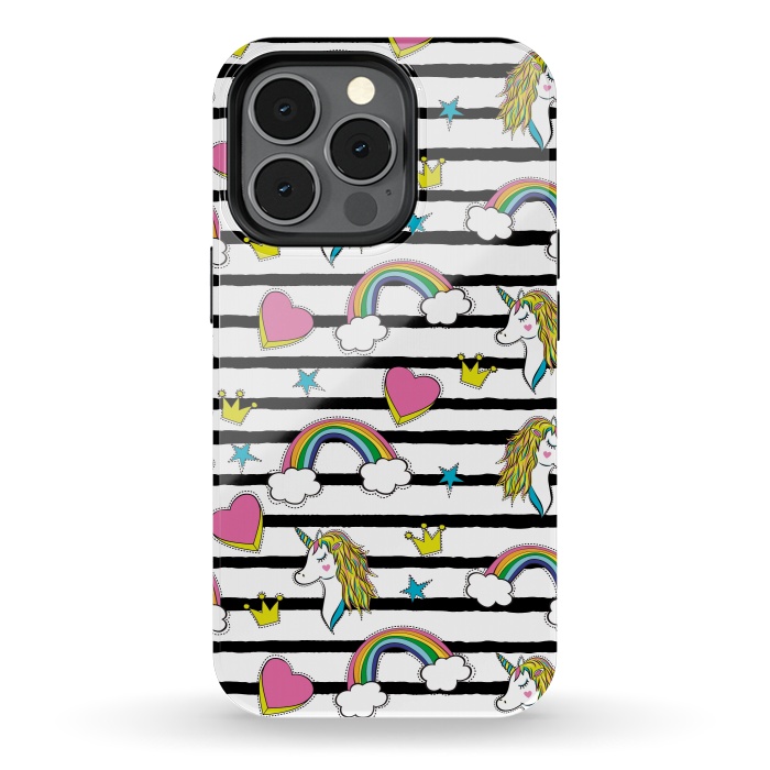 iPhone 13 pro StrongFit Unicorns Rainbows and Hearts by ArtsCase