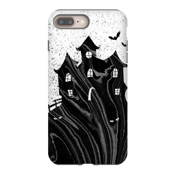 iPhone 7 plus StrongFit Halloween haunted house - black and white splatter and brushstrokes by Oana 