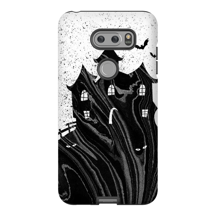 V30 StrongFit Halloween haunted house - black and white splatter and brushstrokes by Oana 