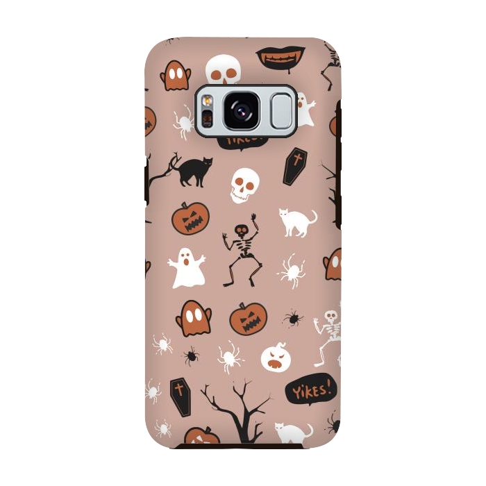 Galaxy S8 StrongFit Halloween monsters pattern - skeletons, pumpkins, ghosts, cats, spiders by Oana 