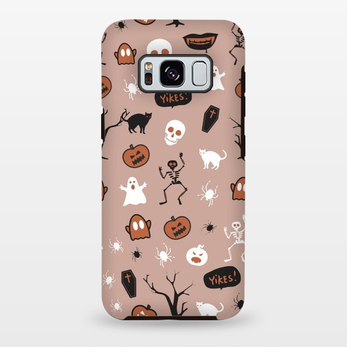 Galaxy S8 plus StrongFit Halloween monsters pattern - skeletons, pumpkins, ghosts, cats, spiders by Oana 