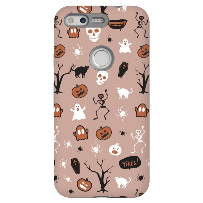 Pixel StrongFit Halloween monsters pattern - skeletons, pumpkins, ghosts, cats, spiders by Oana 