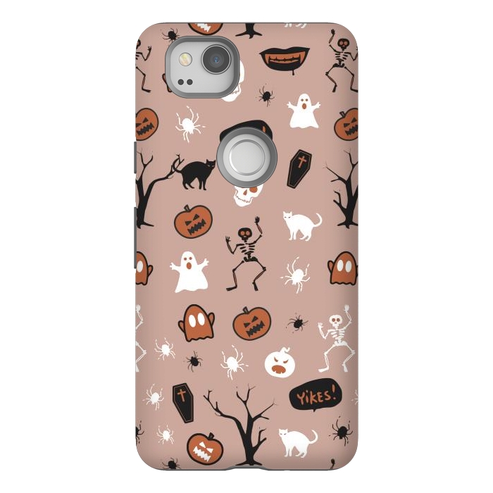 Pixel 2 StrongFit Halloween monsters pattern - skeletons, pumpkins, ghosts, cats, spiders by Oana 