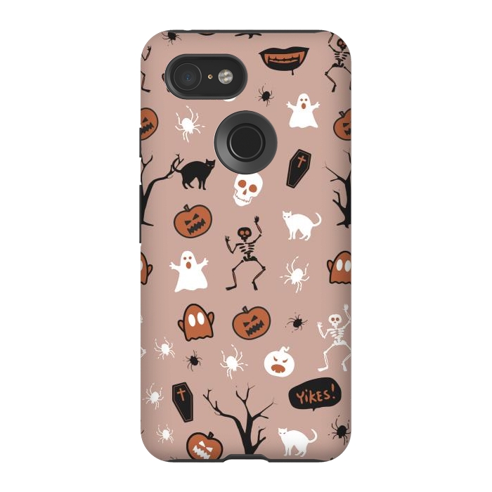 Pixel 3 StrongFit Halloween monsters pattern - skeletons, pumpkins, ghosts, cats, spiders by Oana 