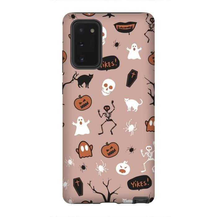 Galaxy Note 20 StrongFit Halloween monsters pattern - skeletons, pumpkins, ghosts, cats, spiders by Oana 