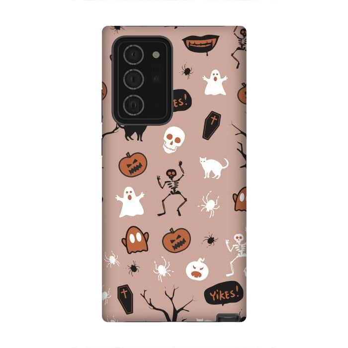 Galaxy Note 20 Ultra StrongFit Halloween monsters pattern - skeletons, pumpkins, ghosts, cats, spiders by Oana 