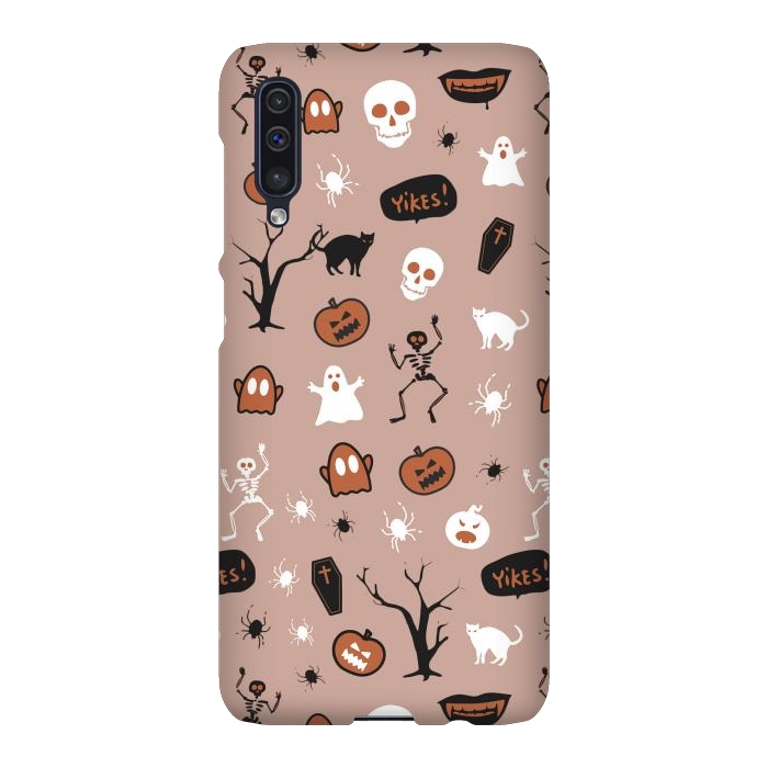 Galaxy A50 SlimFit Halloween monsters pattern - skeletons, pumpkins, ghosts, cats, spiders por Oana 