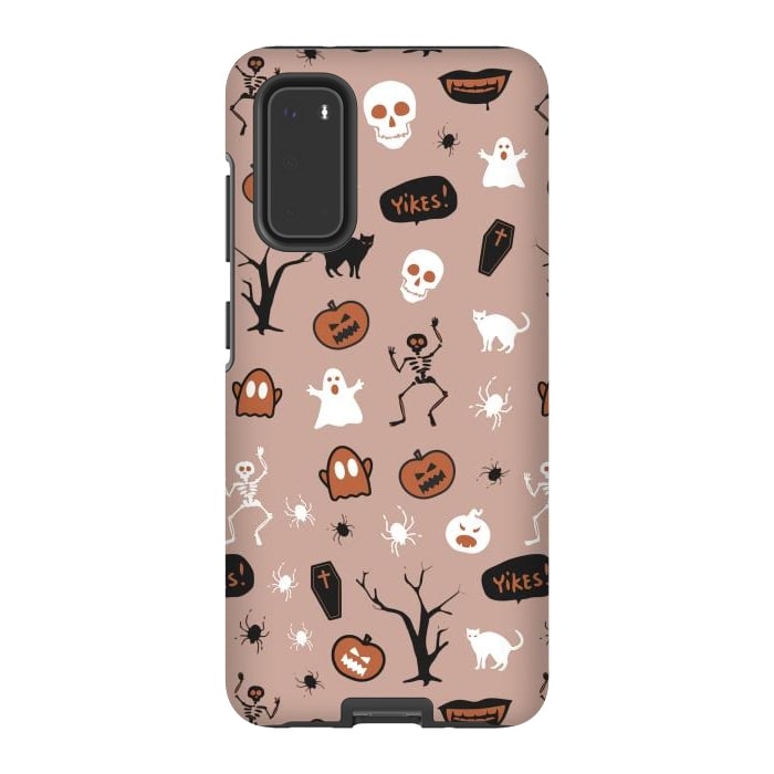 Galaxy S20 StrongFit Halloween monsters pattern - skeletons, pumpkins, ghosts, cats, spiders by Oana 