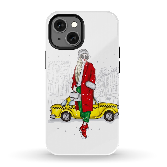iPhone 13 mini StrongFit Taxi and the city by ArtsCase