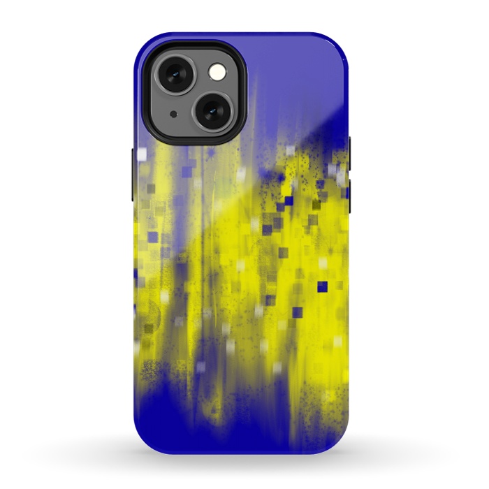 iPhone 13 mini StrongFit Color blue yellow abstract art by Josie
