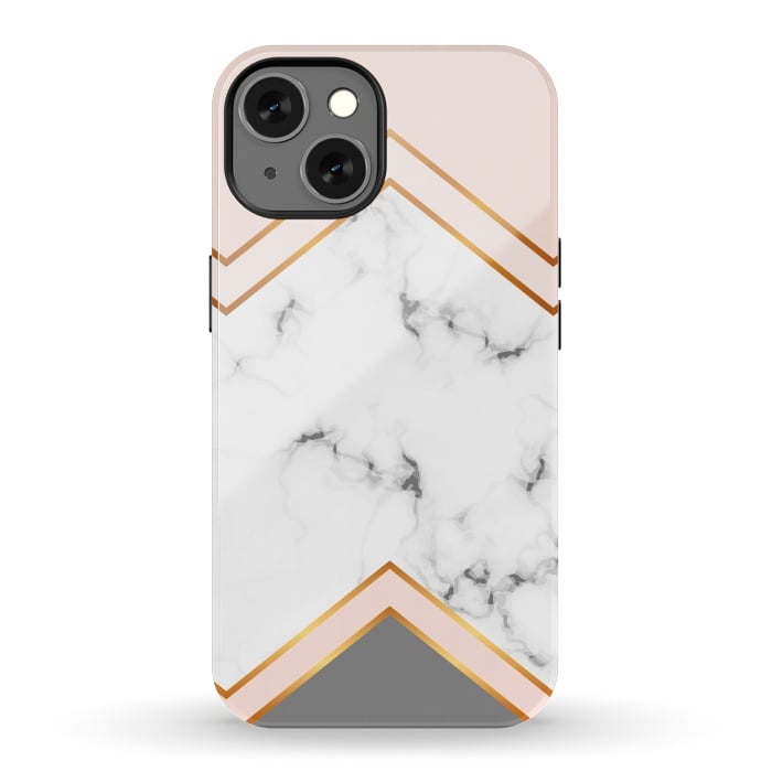 iPhone 13 StrongFit Marble with geomtric figures and gold lines by ArtsCase