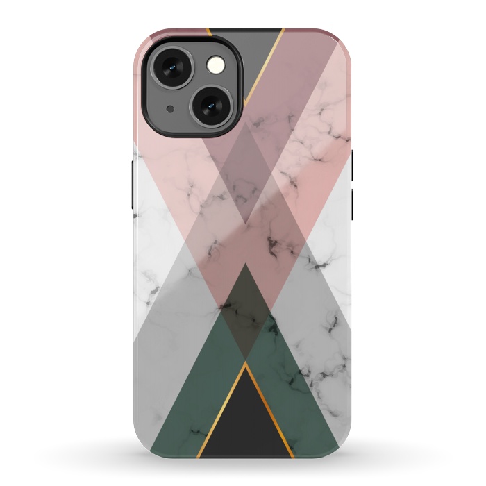 iPhone 13 StrongFit New Marble design with triangular figure and gold lines by ArtsCase