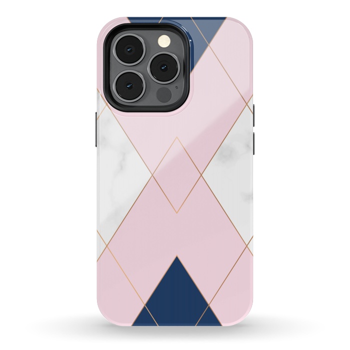 iPhone 13 pro StrongFit Triangles on marbled design by ArtsCase