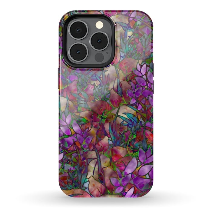 iPhone 13 pro StrongFit Floral Abstract Stained Glass G175 by Medusa GraphicArt