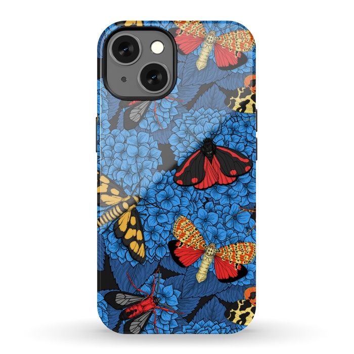 iPhone 13 StrongFit Moths on blue hydrangea by Katerina Kirilova