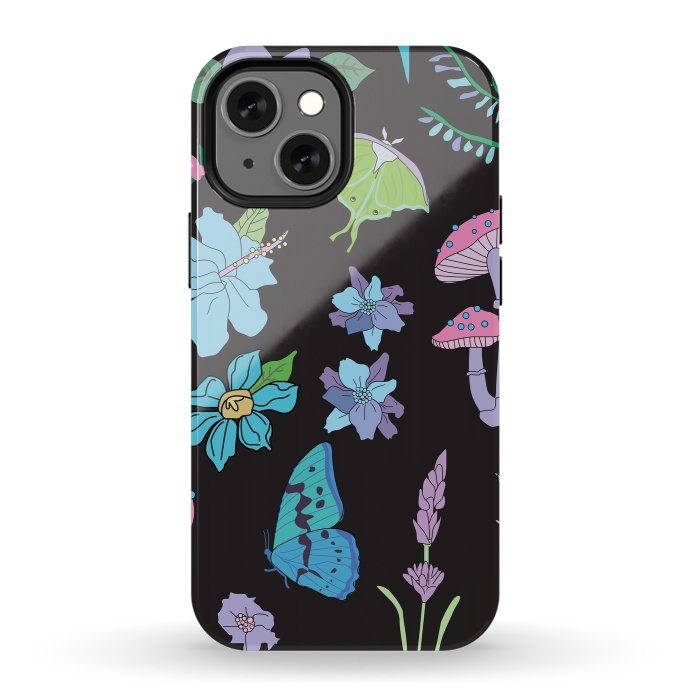 iPhone 13 mini StrongFit Garden Witch Pastel Mushrooms, Flowers, Butterflies by Luna Elizabeth Art
