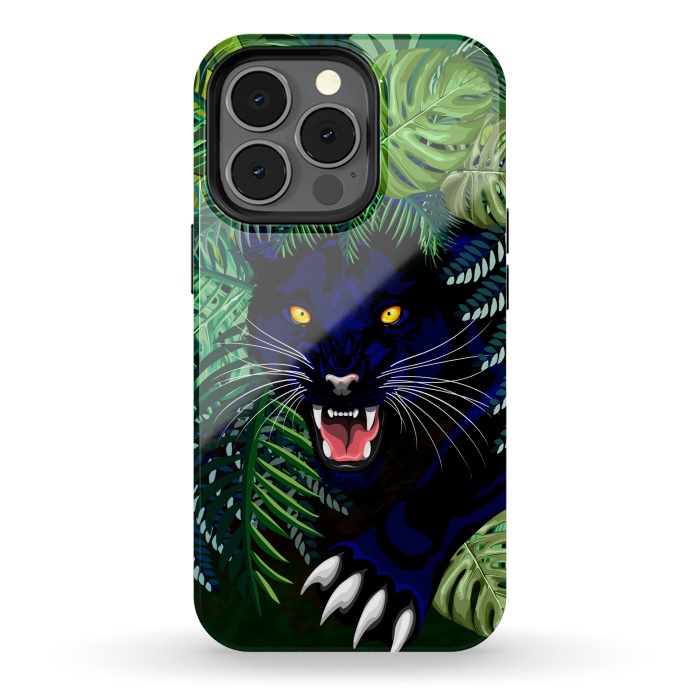 iPhone 13 pro StrongFit Black Panther Spirit coming out from the Jungle by BluedarkArt