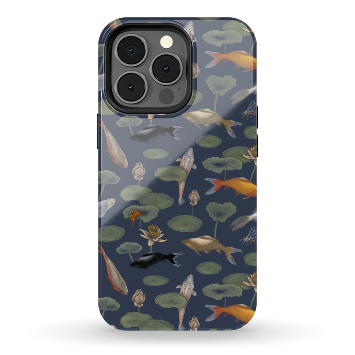 iPhone 13 pro StrongFit Water Lilies & Koi Fish by Tishya Oedit