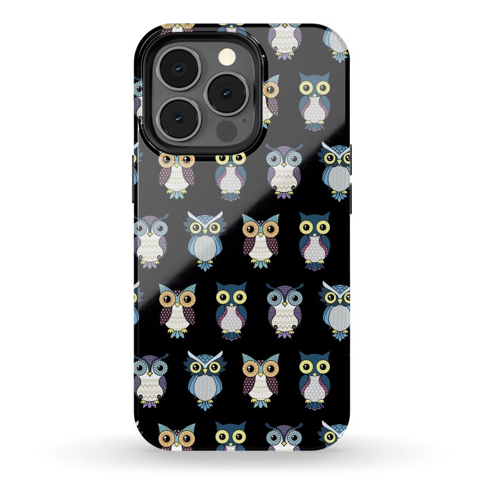 iPhone 13 pro StrongFit Owls pattern by Laura Nagel
