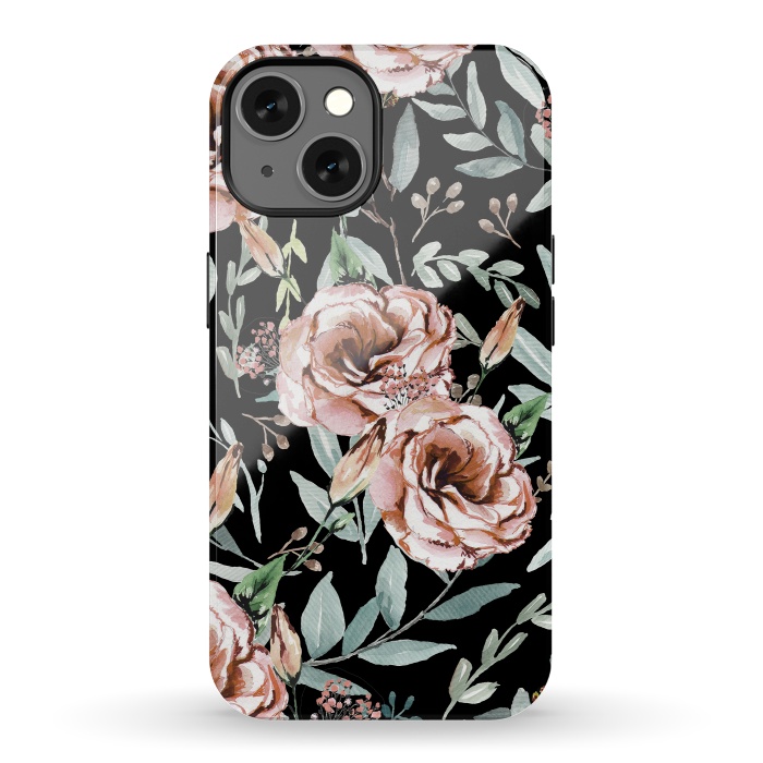 iPhone 13 StrongFit Floral Explosion Black by Anis Illustration