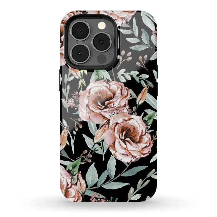iPhone 13 pro StrongFit Floral Explosion Black by Anis Illustration