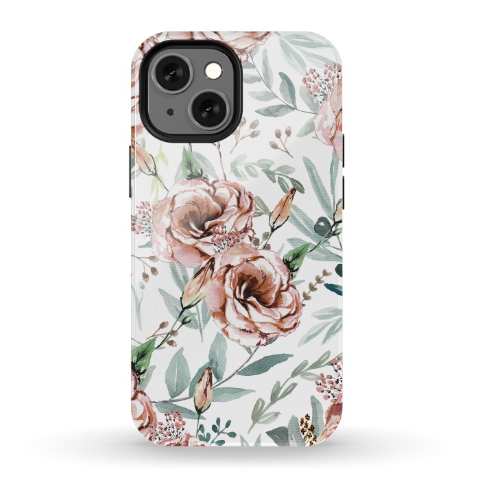 iPhone 13 mini StrongFit Floral Explosion White by Anis Illustration