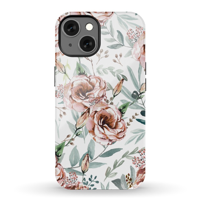 iPhone 13 StrongFit Floral Explosion White by Anis Illustration