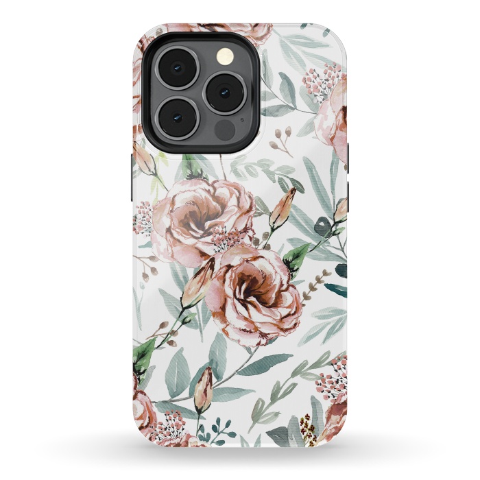 iPhone 13 pro StrongFit Floral Explosion White by Anis Illustration
